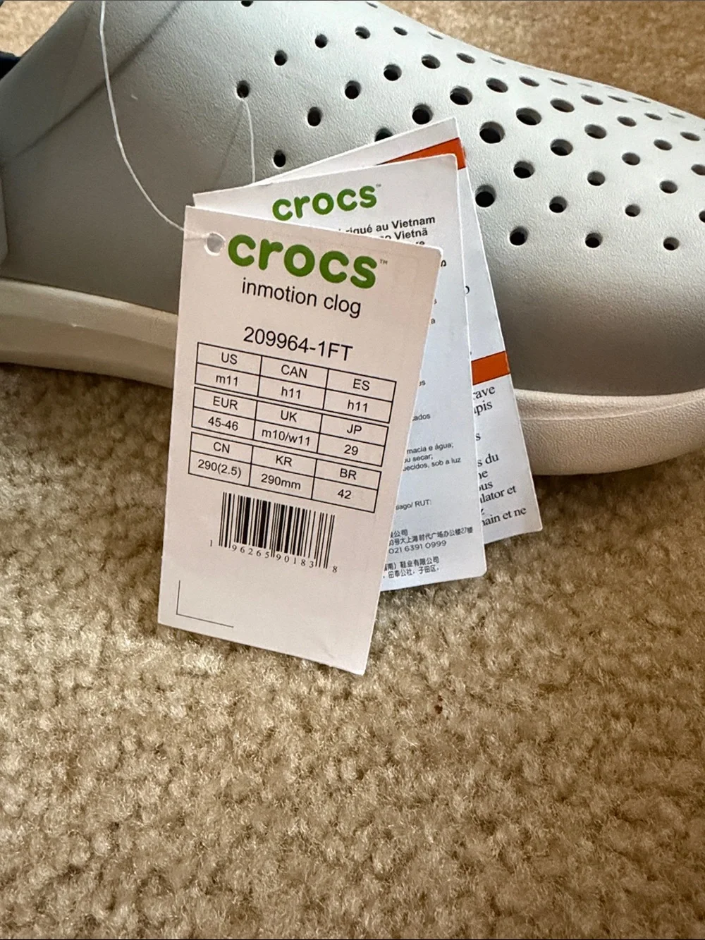 CROCS Light Gray Ventilated Slip-On Clogs with Heel Strap